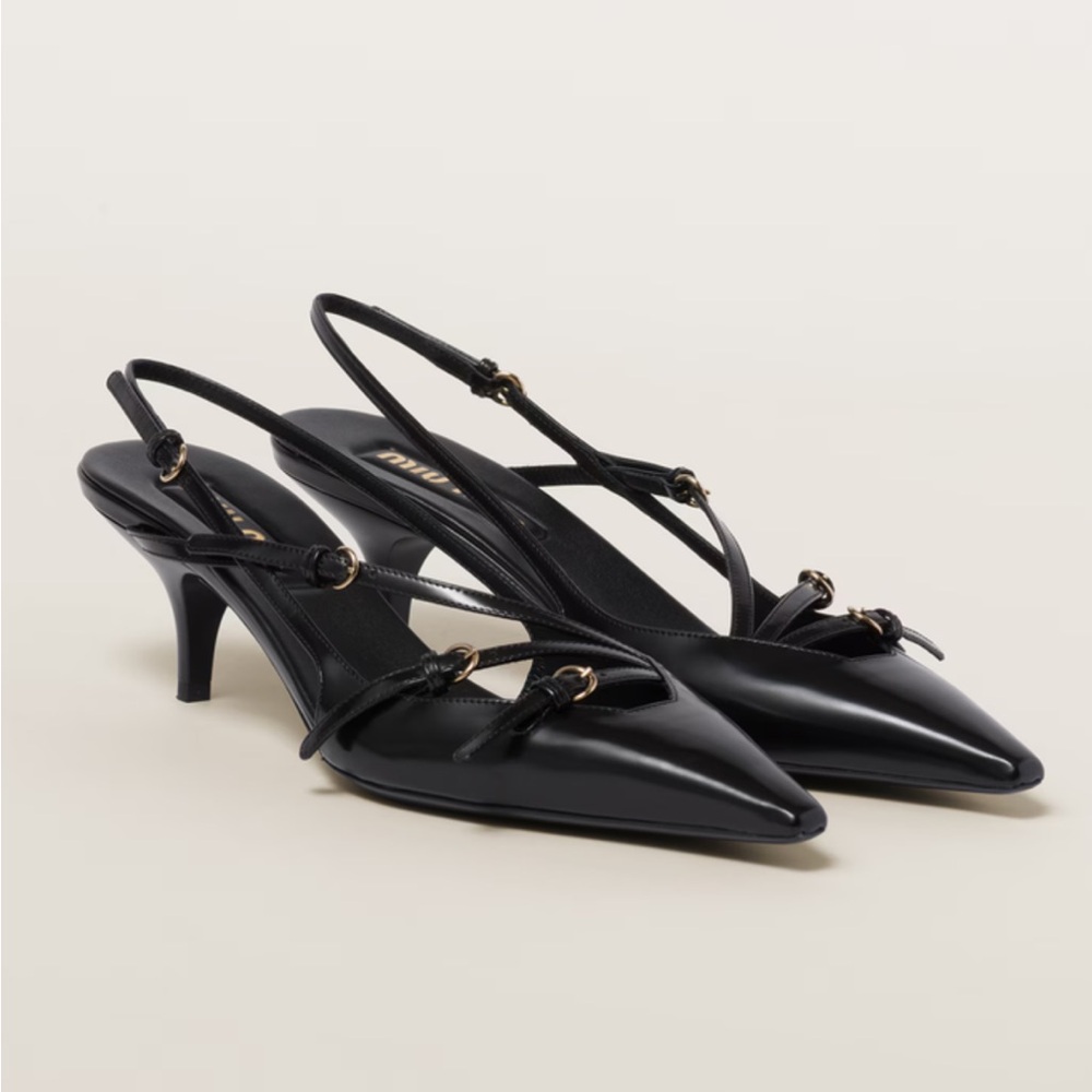 New Miu Miu patent leather sling backs with buckles size 37.5EU